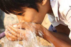 Boy drinking water